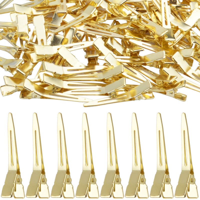 BronaGrand Hair Clips, 100pcs 4.5cm Single Prong Clips Gold Curl Pins Duckbill Section Clips for Hair Extensions Styling Crafting - Image 1